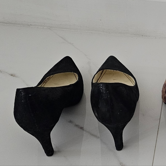 Anne Klein Iflex Leather Black Heels 6.5 Pointed Toe - Picture 2 of 3